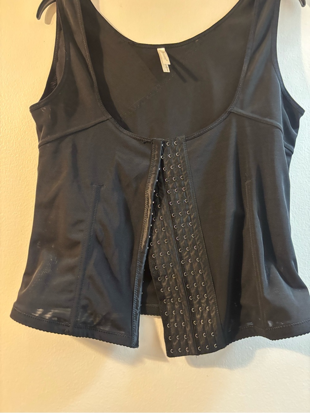 Black Hook-Front Shaping Bodysuit Tank